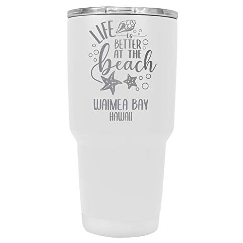 Waimea Bay Hawaii Souvenir Laser Engraved 24 Oz Insulated Stainless Steel Tumbler White Image 1