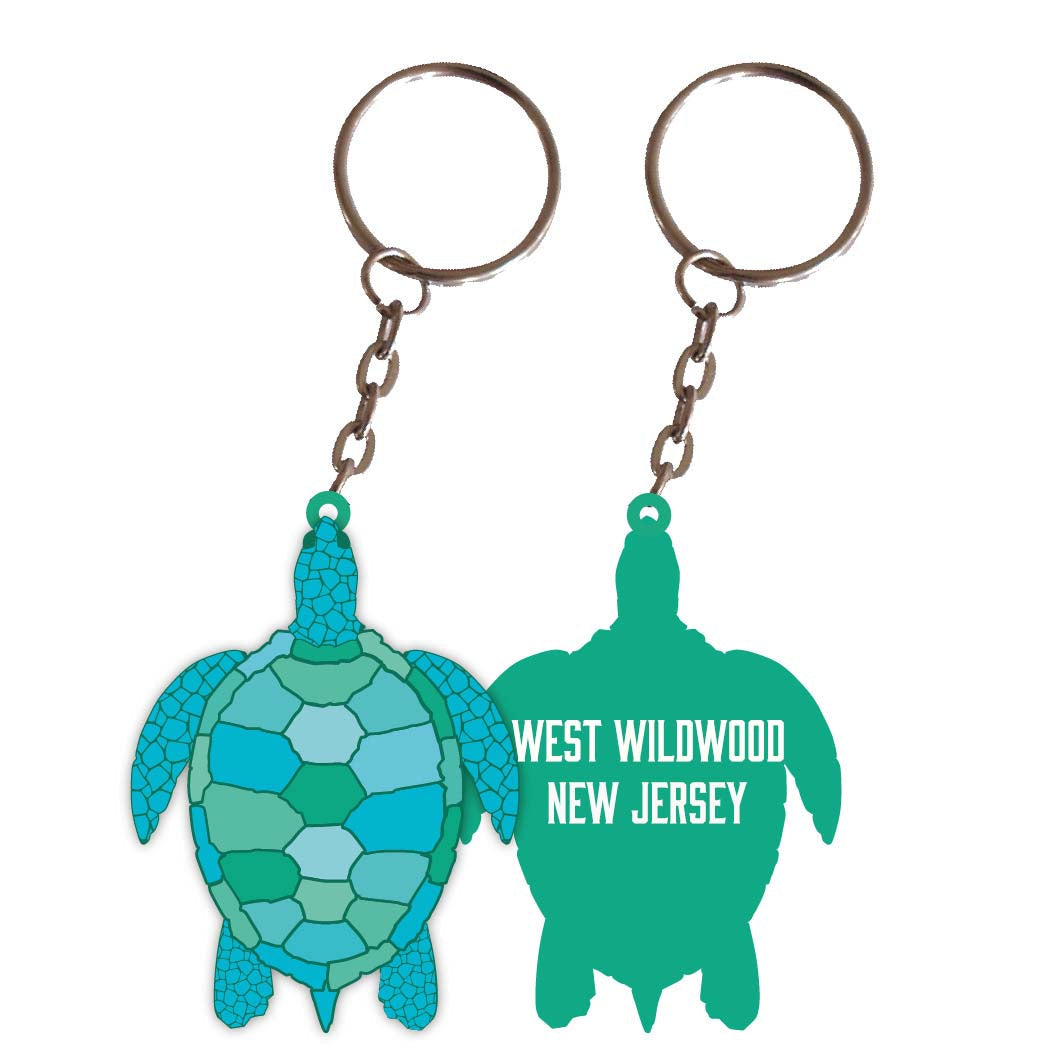 West Wildwood New Jersey Turtle Metal Keychain Image 1