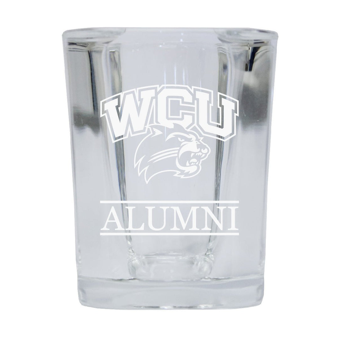 NCAA Western Carolina University Alumni 2oz Laser Etched Square Shot Glass Image 1