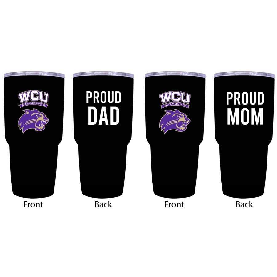 Western Carolina University Proud Parent 24 oz Insulated Tumblers Set - Black Mom and Dad Edition Image 1