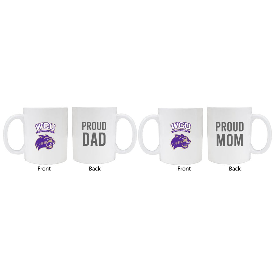 Western Carolina University Proud Mom And Dad White Ceramic Coffee Mug 2 pack (White) Image 1