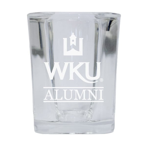 NCAA Western Kentucky Hilltoppers Alumni 2oz Laser Etched Square Shot Glass Image 1