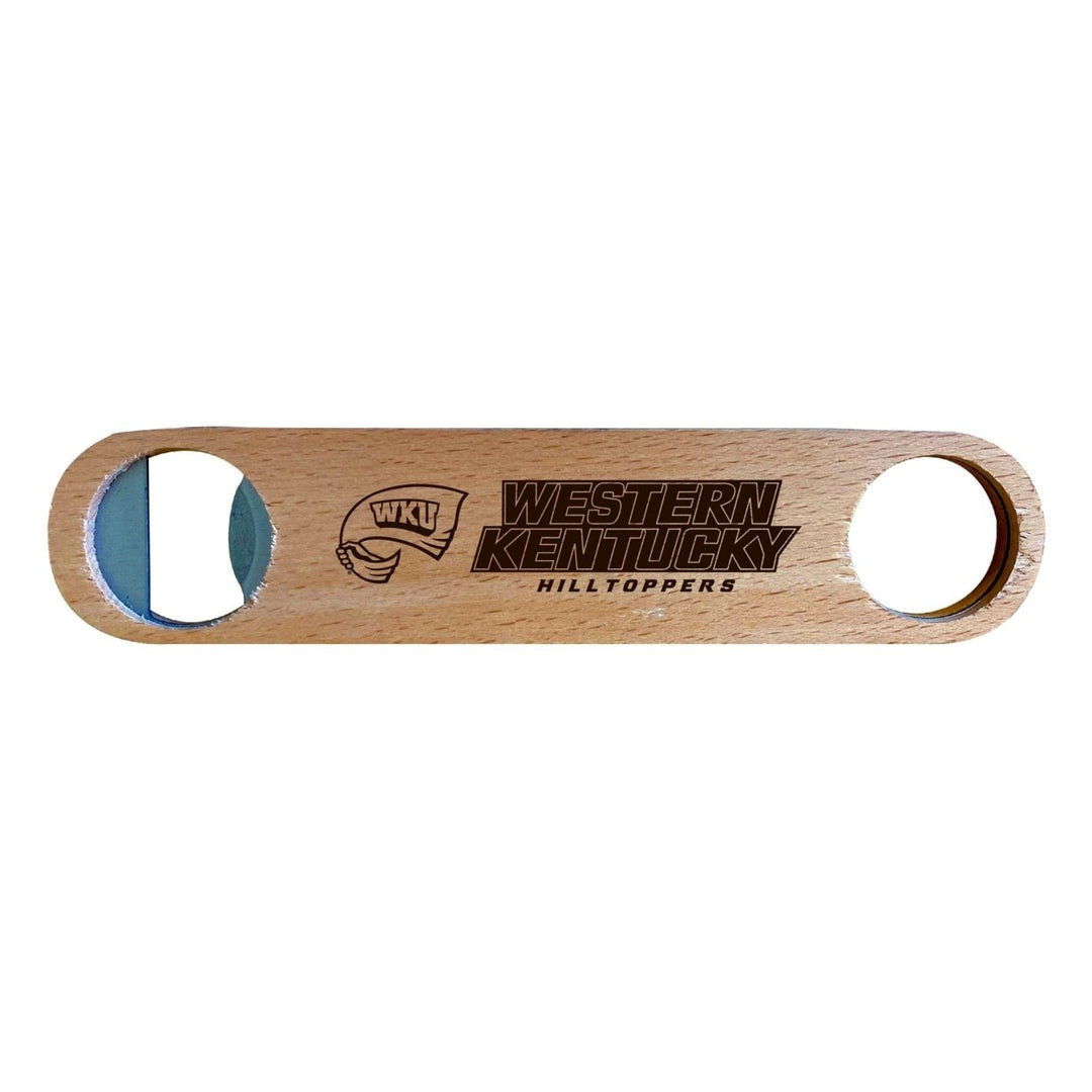 Western Kentucky Hilltoppers NCAA Elegant Laser-Etched Wooden Bottle Opener - Collegiate Bar Accessory Image 1