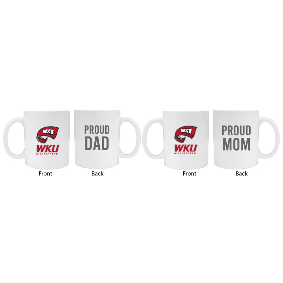 Western Kentucky Hilltoppers Proud Mom And Dad White Ceramic Coffee Mug 2 pack (White) Image 1