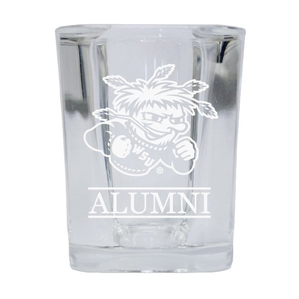 NCAA Wichita State Shockers Alumni 2oz Laser Etched Square Shot Glass Image 1