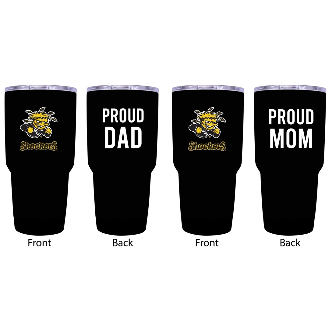 Wichita State Shockers Proud Parent 24 oz Insulated Tumblers Set - Black Mom and Dad Edition Image 1