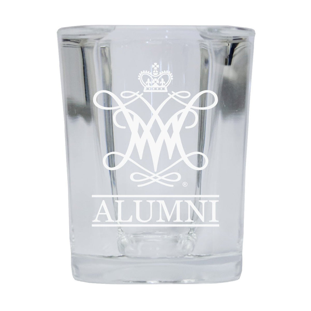 NCAA William and Mary Alumni 2oz Laser Etched Square Shot Glass Image 1