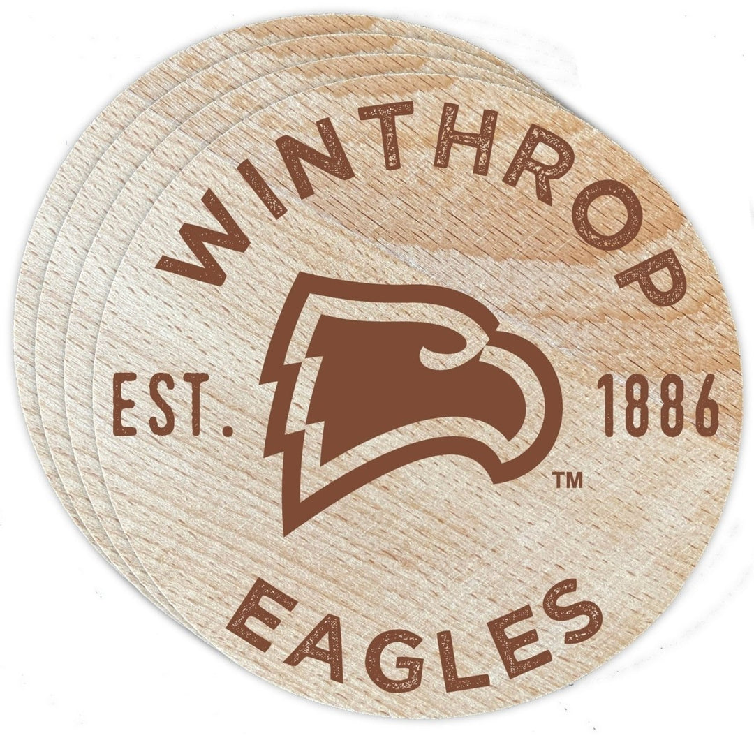Winthrop University Officially Licensed Wood Coasters (4-Pack) - Laser EngravedNever Fade Design Image 1