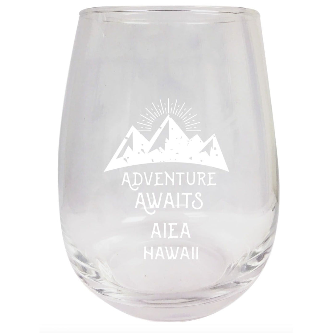 Hawaii Engraved Stemless Wine Glass Duo Image 1