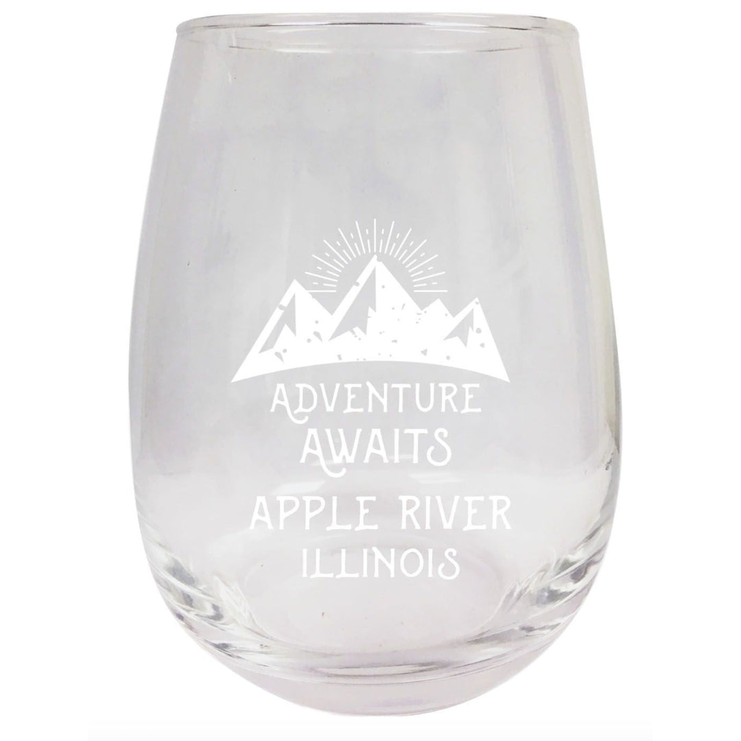 Illinois Engraved Stemless Wine Glass Duo Image 1