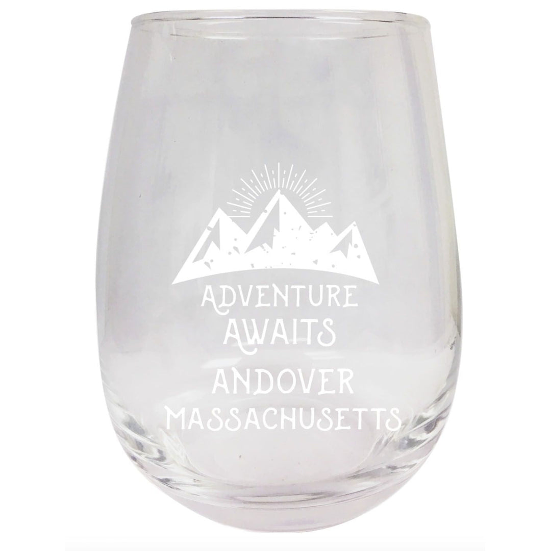 Massachusetts Engraved Stemless Wine Glass Duo Image 1