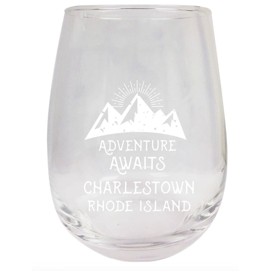 Rhode Island Engraved Stemless Wine Glass Duo Image 1