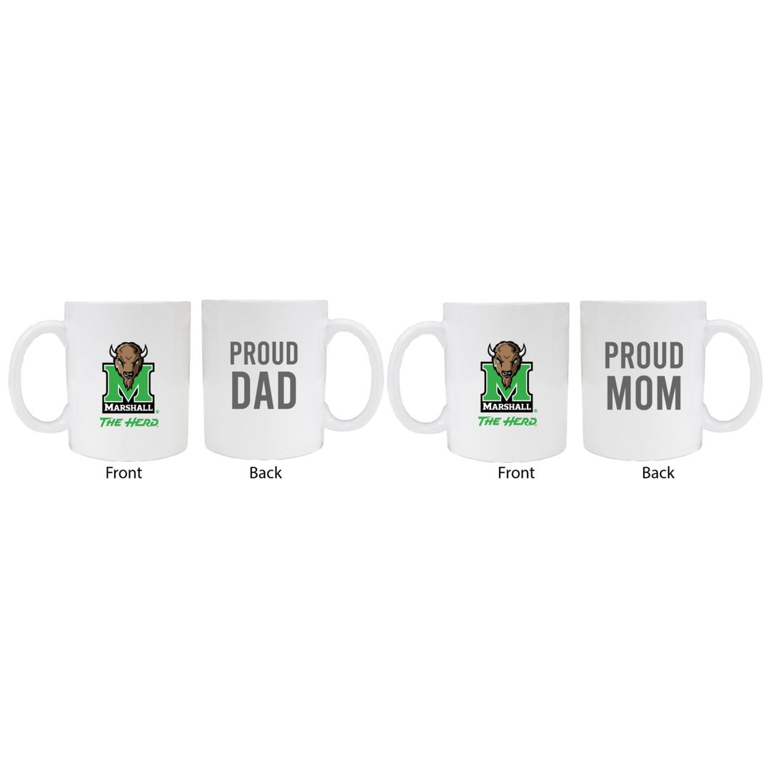 Marshall Thundering Herd Proud Mom And Dad White Ceramic Coffee Mug 2 pack (White) Image 1