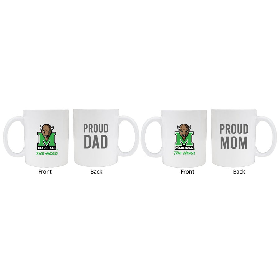 Marshall Thundering Herd Proud Mom And Dad White Ceramic Coffee Mug 2 pack (White) Image 1