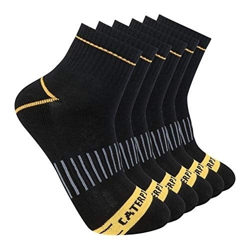 Caterpillar Mens Advanced Half Cushion Quarter Socks (6 Pack) Black - 43CT302349TB-BLK BLACK Image 1