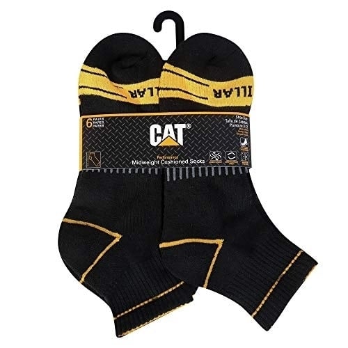 Caterpillar Mens Advanced Half Cushion Quarter Socks (6 Pack) Black - 43CT302349TB-BLK BLACK Image 2