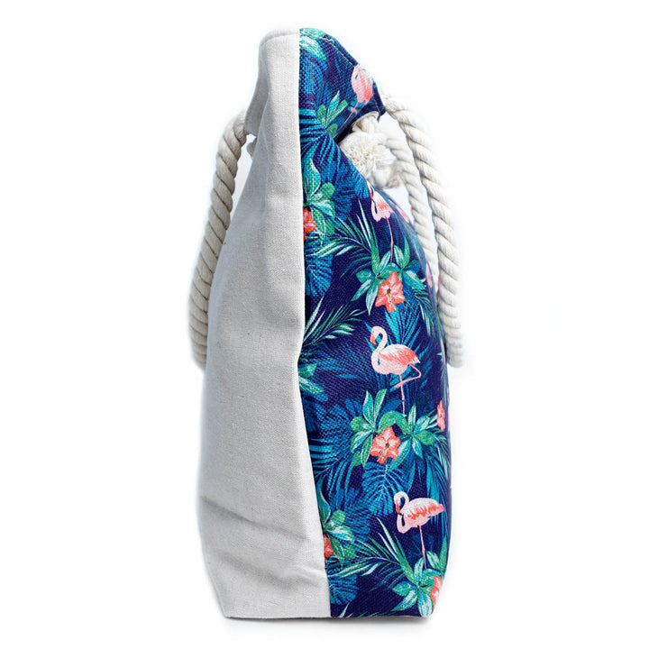 Canvas Tote Bag Flamingo Bird Beach Bag Tropical Summer Cute Ladies Tote Bag Shoulder Tote Bag Zippered with Pocket Image 7