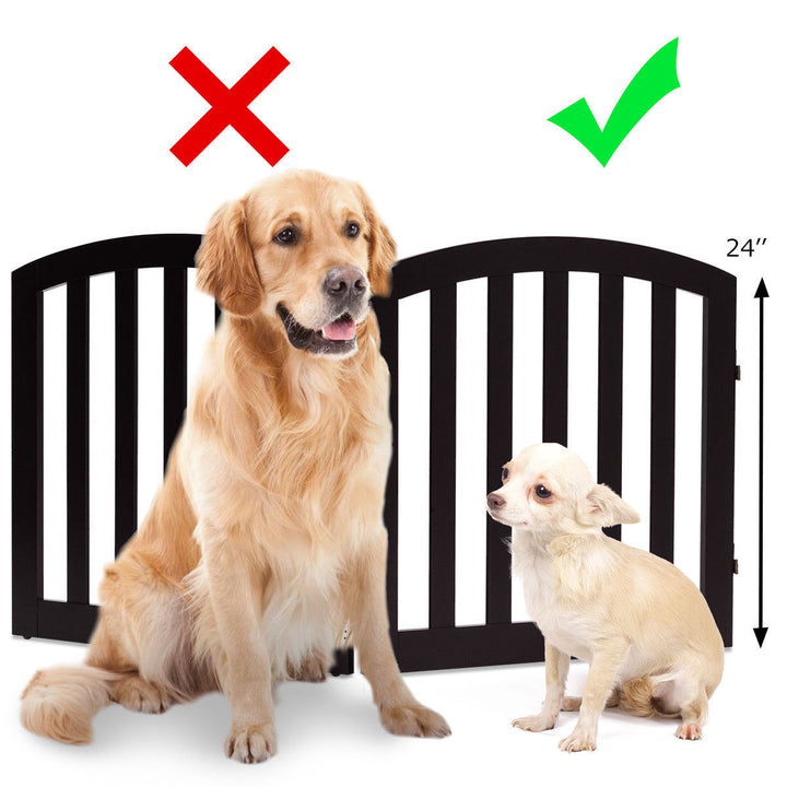 24 Configurable Folding Free Standing 6 Panel Wood Pet Dog Safety Fence Brown Image 4