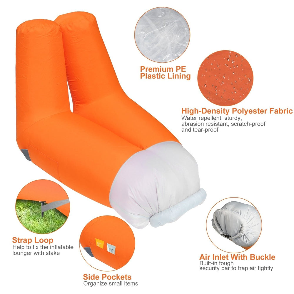 Inflatable Lounger Air Sofa Chair Couch with Portable Organizing Bag Image 2