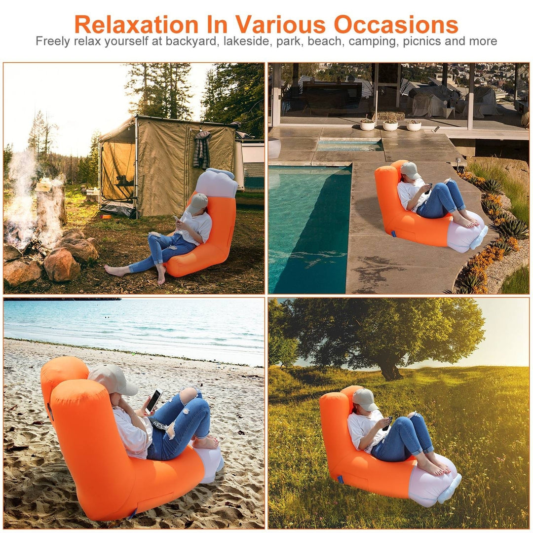 Inflatable Lounger Air Sofa Chair Couch with Portable Organizing Bag Image 6