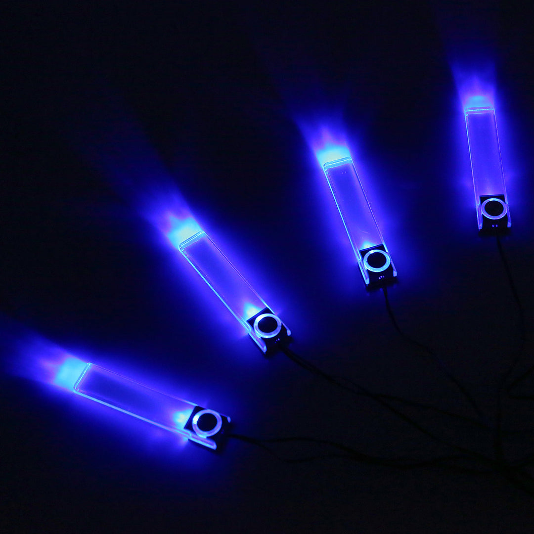 4Pcs Car Interior LED Atmosphere Light Blue Decorative Lamp DC 12V Easy Install Image 4