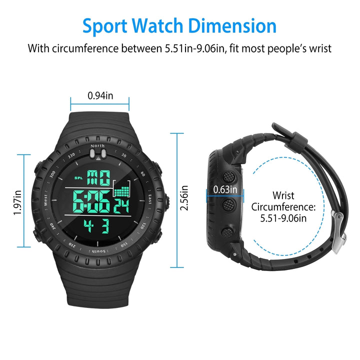 Digital Men Sports Watch Water-Resistant Military Tactical Wrist Watch Image 4
