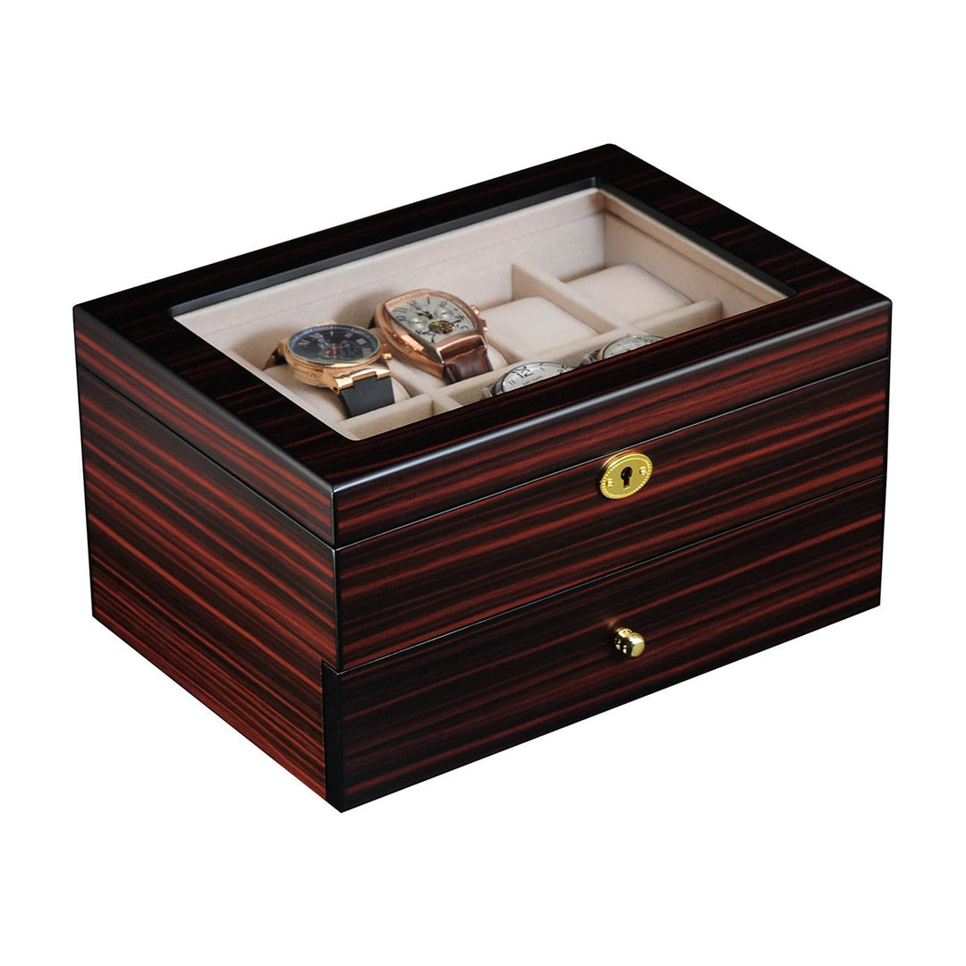 20 Slots Wooden Watch Display Case Glass Top Jewelry Collection Storage Box Organizer Image 6