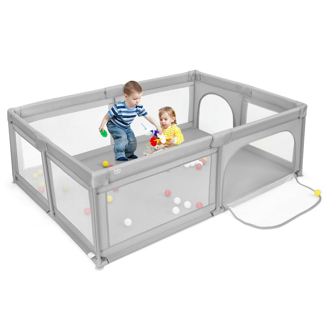 Gymax Baby Playpen Extra-Large Safety Baby Fence w/50 Ocean Balls Image 11