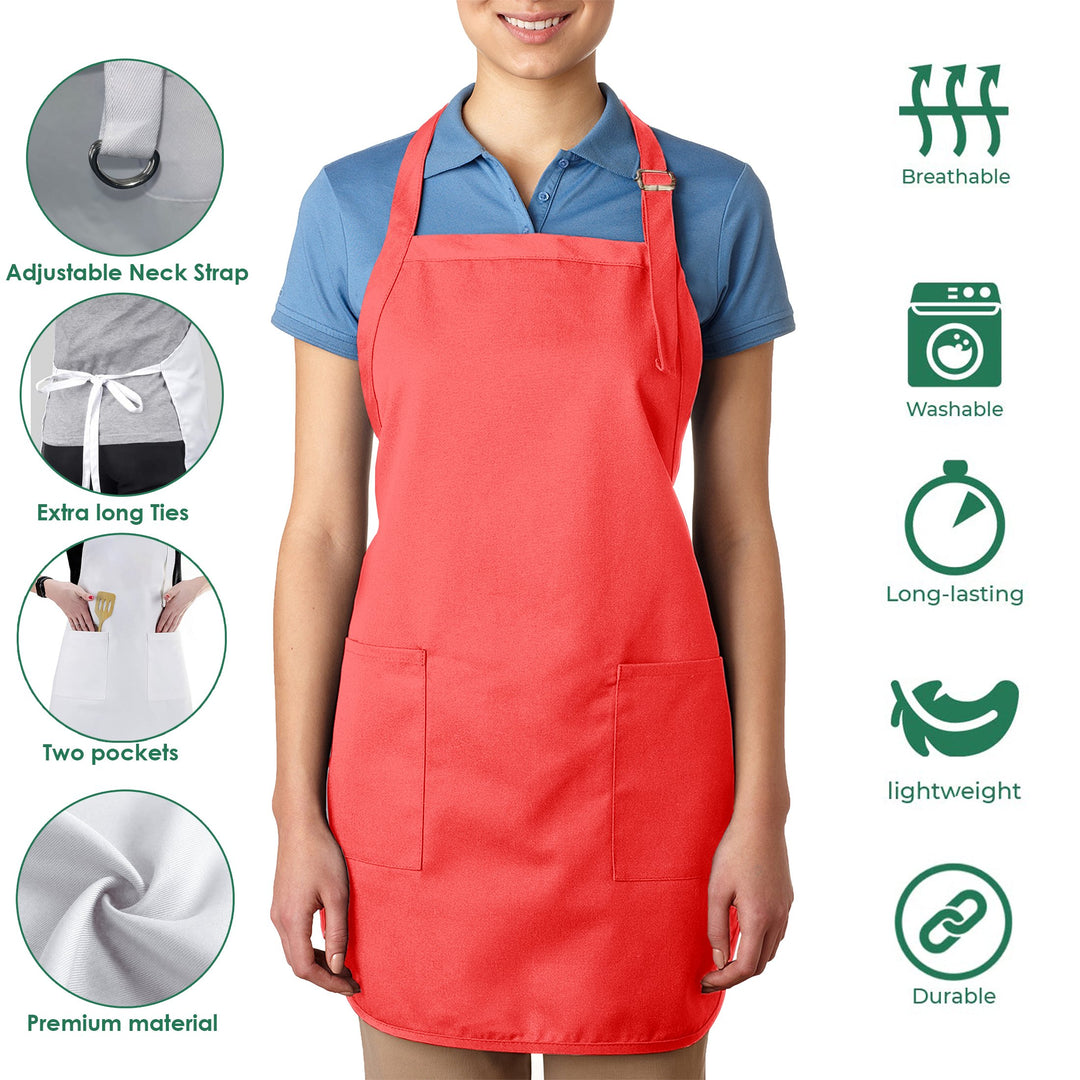 Multi-pack Unisex Deluxe Adjustable Bib Apron With Pockets Image 4