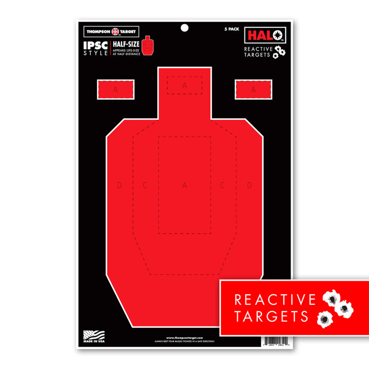 HALO IPSC Style Half-Size Reactive Shooting Targets - 12.5"x19" (20 Pack) Image 1