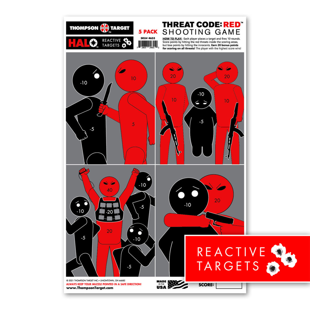 HALO Threat Code: RED - Reactive Shooting Game Targets - 12.5"x19" (20 Pack) Image 1