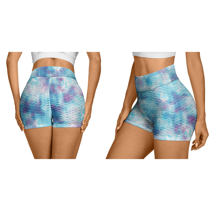 5-Pack Womens High Waisted Anti-Cellulite Tie-dye Workout Biker Shorts Image 6