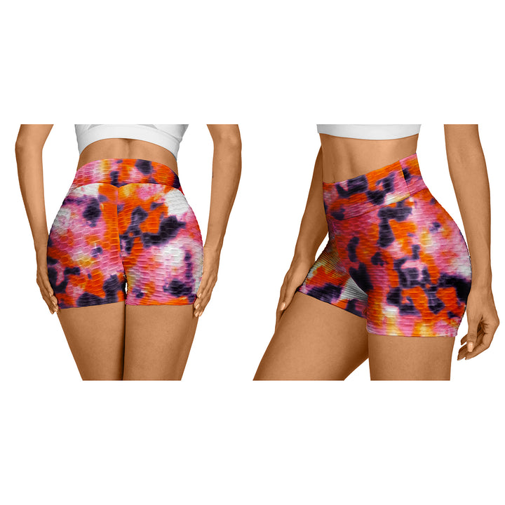5-Pack Womens High Waisted Anti-Cellulite Tie-dye Workout Biker Shorts Image 8
