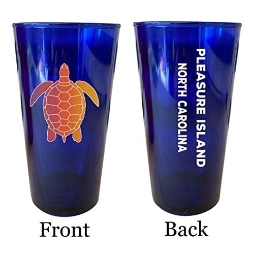 Playa San Diego El Salvador Souvenir 16 oz Blue Plastic Pint Glass 4-Pack Image 1