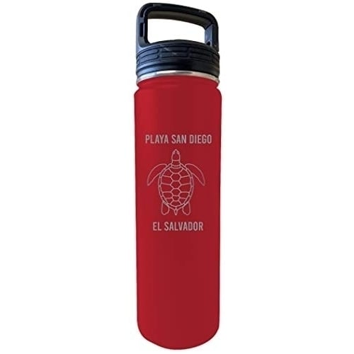 Playa San Diego El Salvador Souvenir 32 Oz Engraved Red Insulated Double Wall Stainless Steel Water Bottle Tumbler Image 1