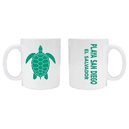 Playa San Diego El Salvador Souvenir White Ceramic Coffee Mug 2 Pack Turtle Design Image 1