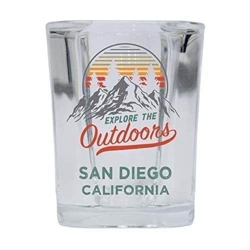 San Diego California Explore the Outdoors Souvenir 2 Ounce Square Base Liquor Shot Glass Image 1