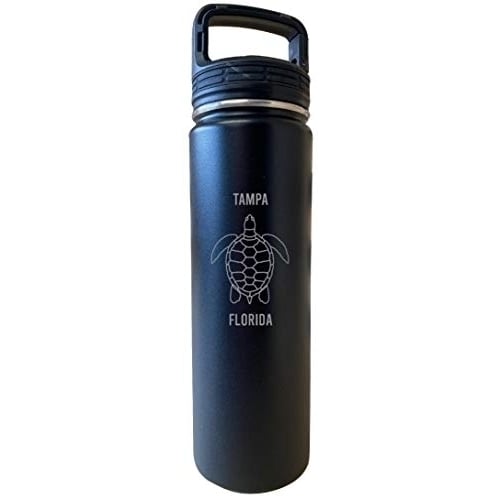 Tampa Florida Souvenir 32 Oz Engraved Black Insulated Double Wall Stainless Steel Water Bottle Tumbler Image 1