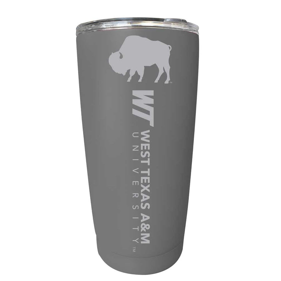 West Texas A&M Buffaloes Etched 16 oz Stainless Steel Tumbler (Gray) Image 1