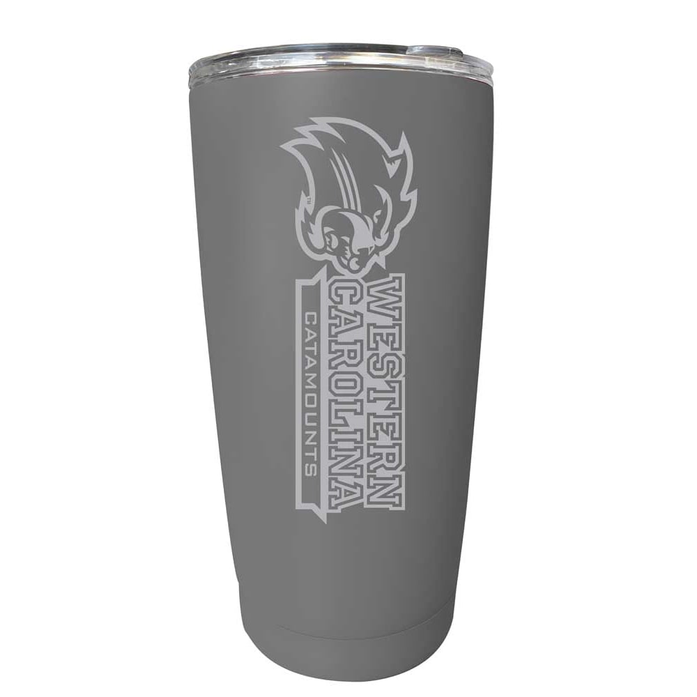 Western Carolina University Etched 16 oz Stainless Steel Tumbler (Gray) Image 1