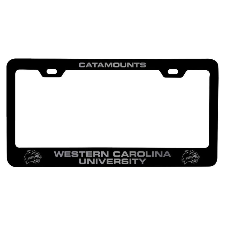 Western Carolina University NCAA Laser-Engraved Metal License Plate Frame - Choose Black or White Color Image 1