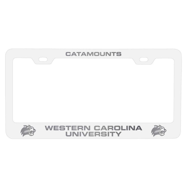 Western Carolina University NCAA Laser-Engraved Metal License Plate Frame - Choose Black or White Color Image 2