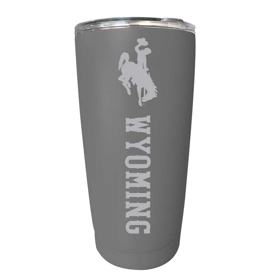 Wyoming Cowboys Etched 16 oz Stainless Steel Tumbler (Gray) Image 1