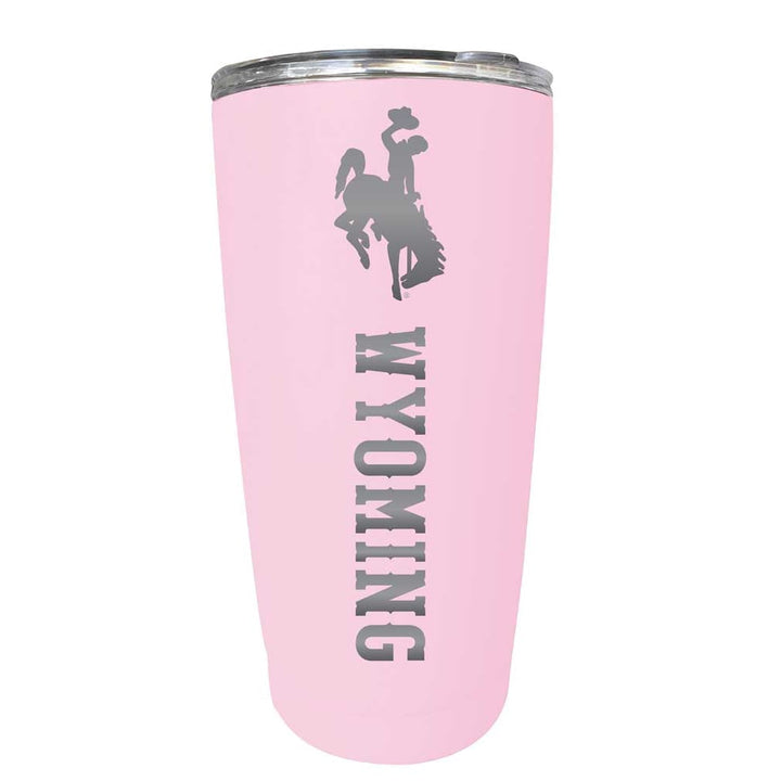 Wyoming Cowboys Etched 16 oz Stainless Steel Tumbler (Gray) Image 1