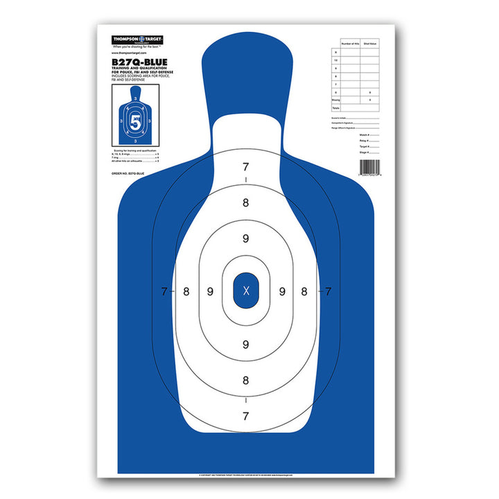 B27Q-Blue Silhouette Qualification Shooting Targets - 25"x38" (25 Pack) Image 1