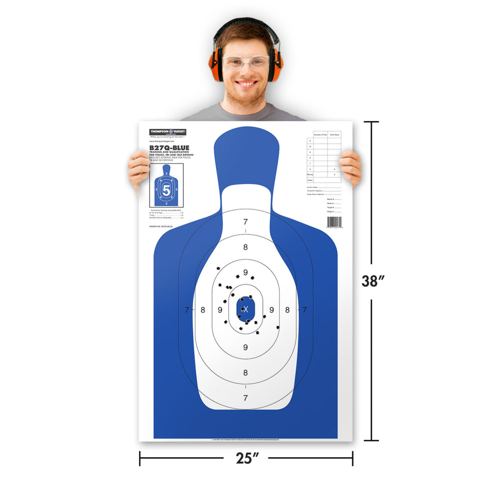 B27Q-Blue Silhouette Qualification Shooting Targets - 25"x38" (25 Pack) Image 2