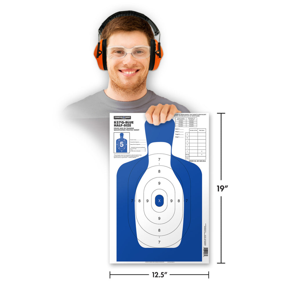 B27Q Blue Half-Size 12.5"x19" Human Silhouette Targets (30 Pack) Image 2