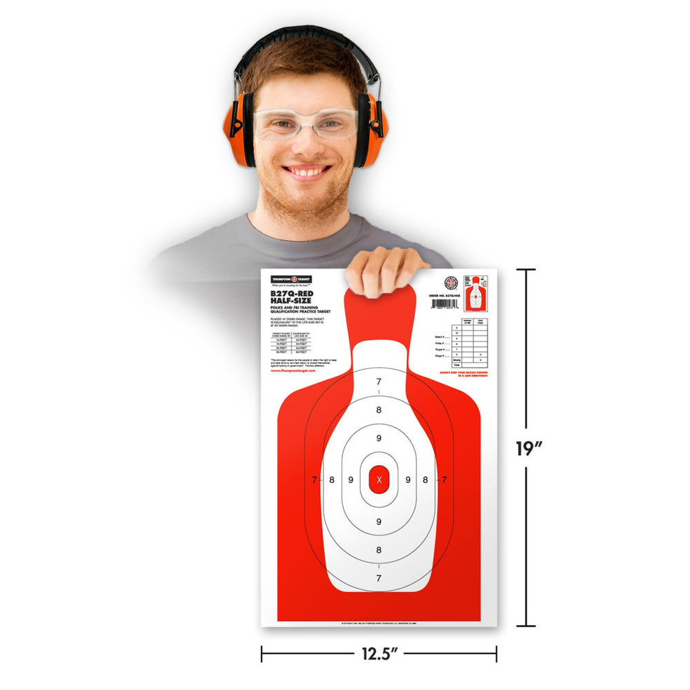 B27Q Red Half-Size 12.5"x19" Human Silhouette Targets (30 Pack) Image 2