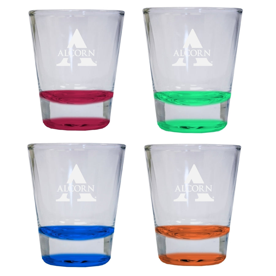 4-Pack Alcorn State Braves Etched Round Shot Glass 2 oz Image 1