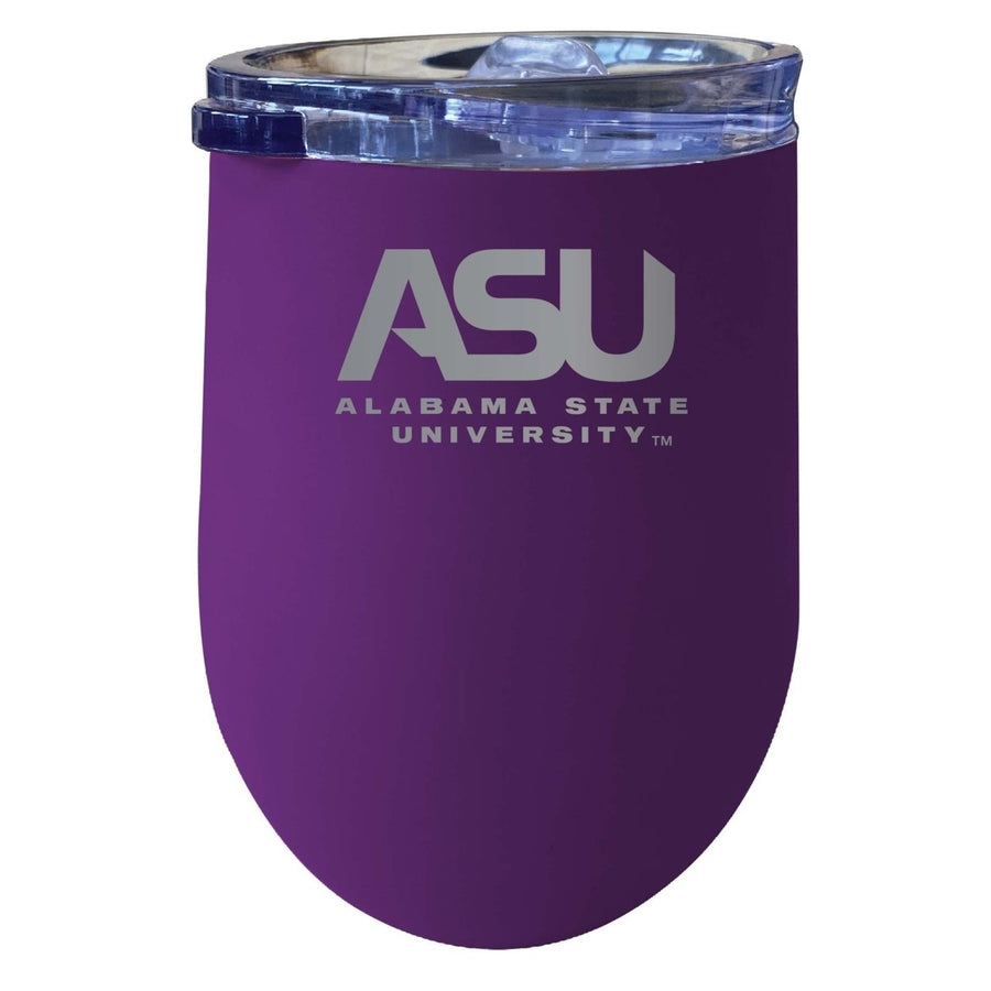 Alabama State University 12 oz Etched Insulated Wine Stainless Steel Tumbler Purple Image 1